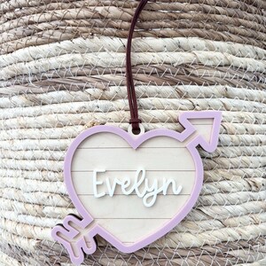Valentine’s Day Basket Tag, Personalized Valentine’s Day Tag, Acrylic Basket Name Tag, Wood Basket Tag, Engraved Name Tag, Kids Name Tag