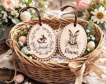 Easter Basket Tag, Personalized Easter Basket Name Tag, Custom Easter Tag, Bunny Easter Tag, Custom Wooden Tag, Personalized Name Tag