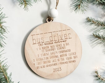 Bus Driver Wood Ornament, Bus Driver Gift, Wood Ornament, Engraved Ornament, Laser Cut Ornament, Christmas Ornament, Christmas Gift