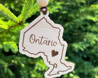 Ontario Wood Ornament, Wood Ornament, Engraved Ornament, Laser Cut Ornament, Christmas Ornament, Christmas Gift, Ontario