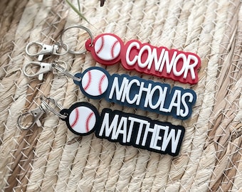 Baseball Name Keychain, Acrylic Keychain, 3D Name Keychain, Backpack Keychain, Kids Keychain, Personalized Name Keychain, Bag Tag, Keychain