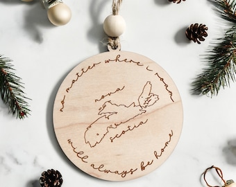 Nova Scotia Wood Ornament, Wood Ornament, Engraved Ornament, Laser Cut Ornament, Christmas Ornament, Christmas Gift