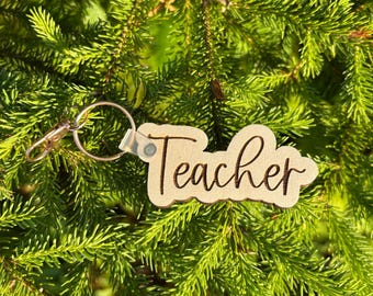 Teacher Wooden Keychain,  Teacher Keychain, Wooden Keychain, Keyring