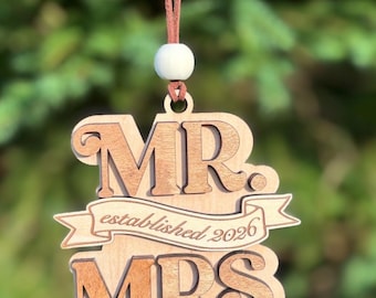 First Christmas As Mr. And Mrs. Wood Ornament, Engraved Ornament, Laser Cut Ornament, Christmas Ornament, Christmas Gift, Wedding Gift