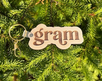 Gram Wooden Keychain,  Gram Keychain, Wooden Keychain, Keyring