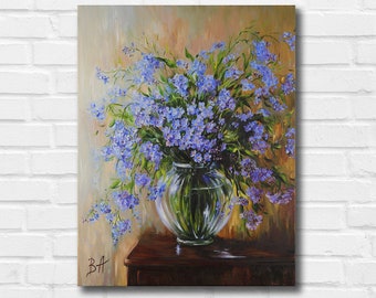 Flower oil painting on canvas, Flowers in vase painting, Wildflowers painting, Floral still life, Original floral painting, Flower art