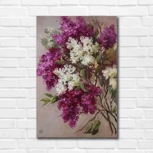 Flower oil painting on canvas, Lilac painting, Original painting, Lilac artwork, Original artwork, Still life painting, Apartment decor
