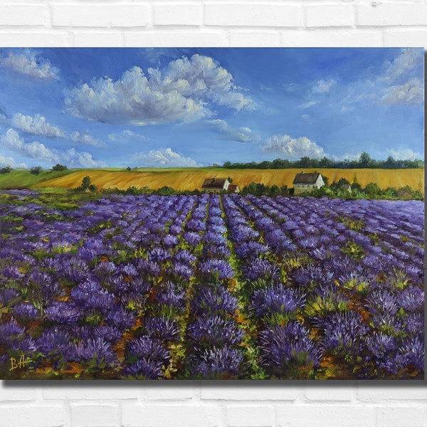 Impressionist oil painting on canvas, Provence painting, Tuscany painting, Tuscany wall art, Lavender wall art, Lavender landscape