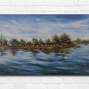 Seascape oil painting, Sailboat painting, Sailing art, Sailboat art, Palette knife painting, Impressionism painting, Fisherman painting