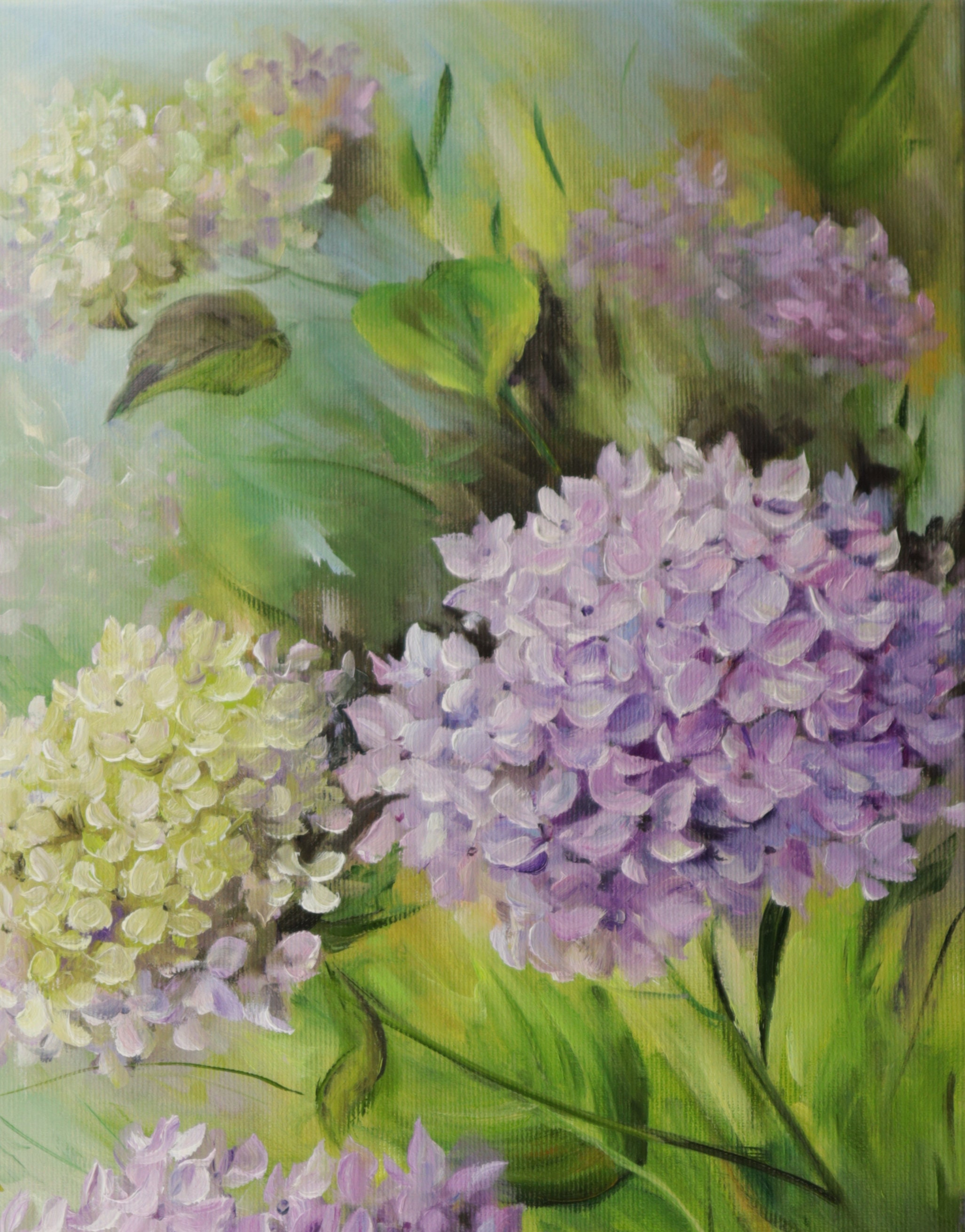 Interior Oil Painting on Canvas, Original Floral Painting, Hydrangea