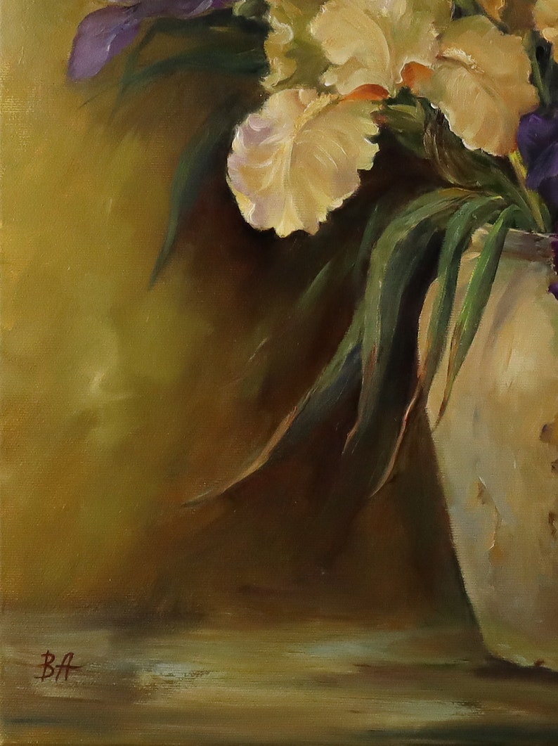 Original Irises Oil Painting on Canvas: Floral Still Life Art - Etsy