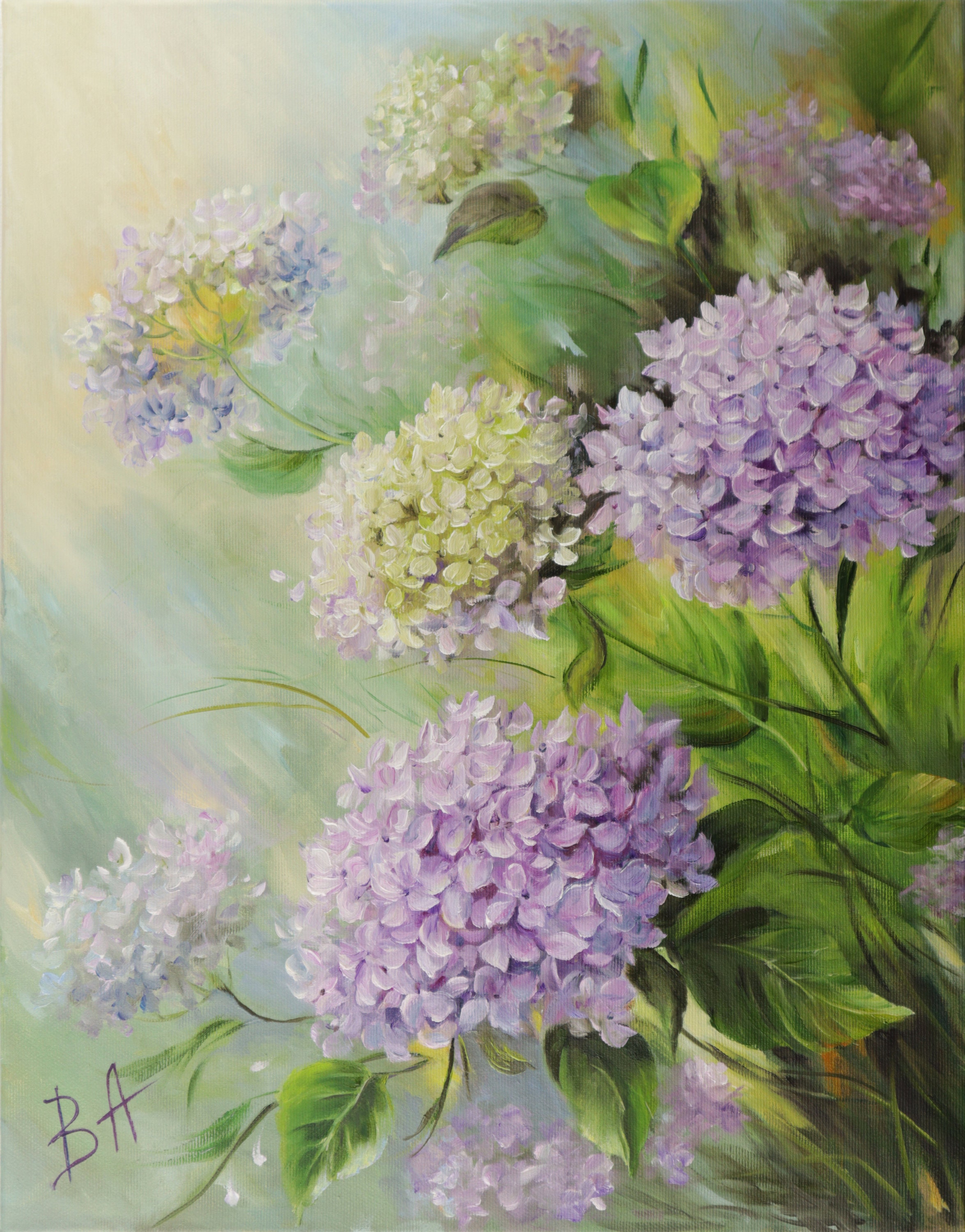 Interior Oil Painting on Canvas, Original Floral Painting, Hydrangea ...