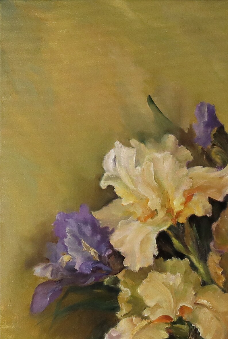 Original Irises Oil Painting on Canvas: Floral Still Life Art - Etsy