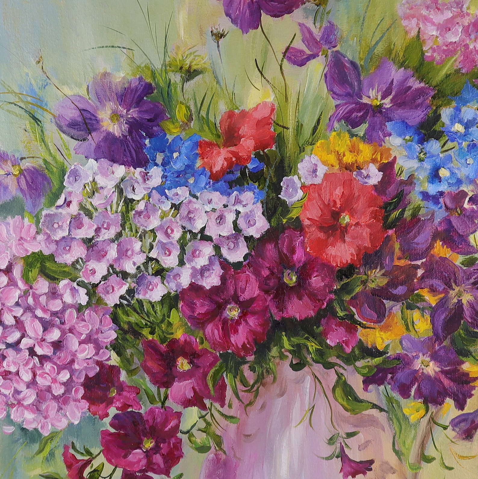 Flower Oil Painting on Canvas Flowers in Vase Painting Etsy