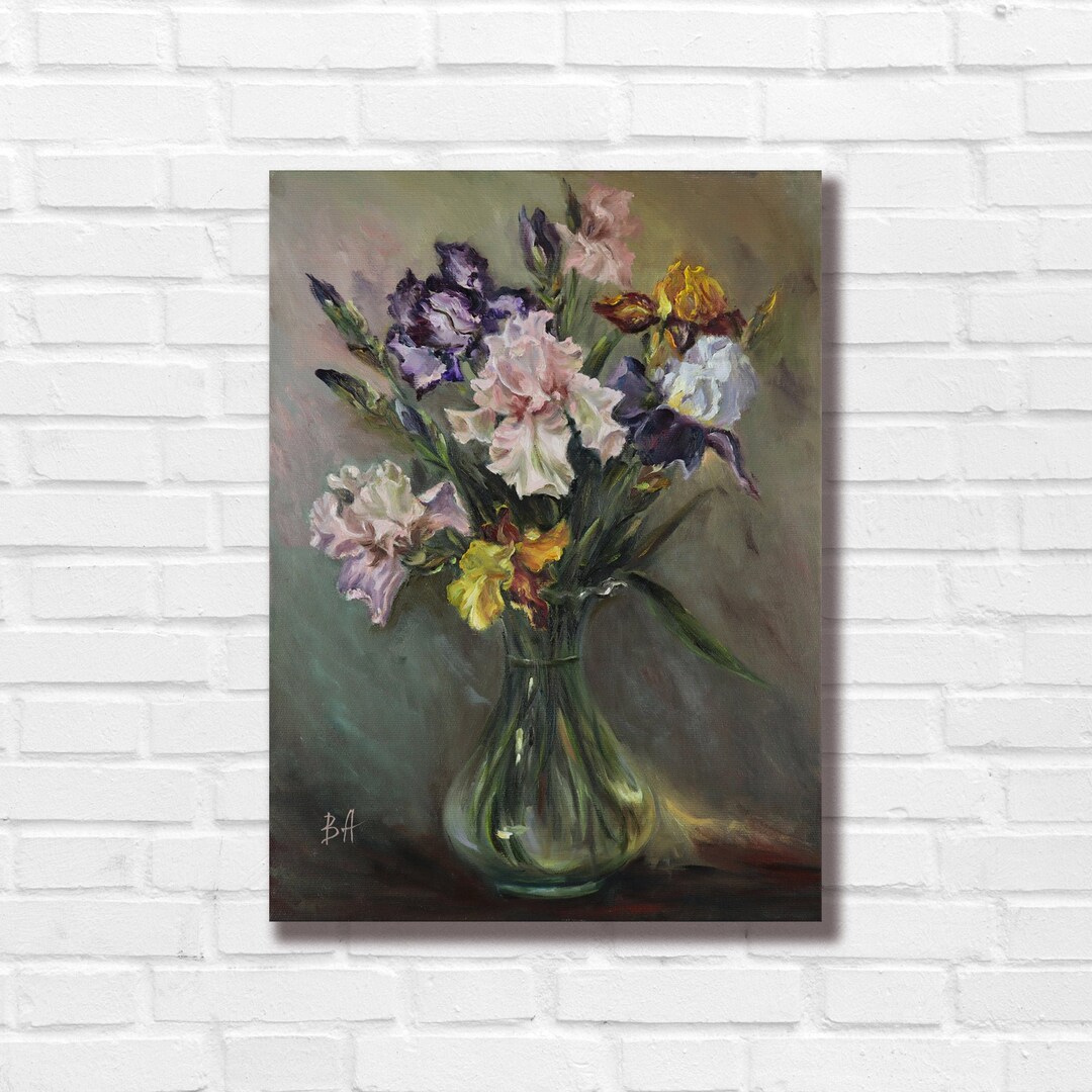 Original Irises Oil Painting on Canvas: Floral Still Life - Etsy