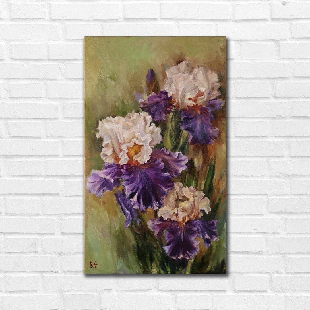 Original Irises Oil Painting on Canvas: Floral Still Life Art - Etsy
