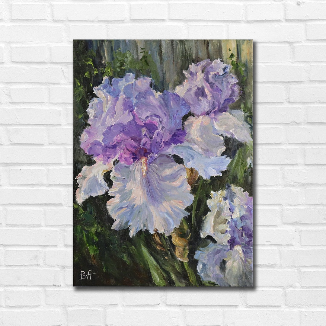 Original Irises Oil Painting on Canvas: Floral Still Life Art - Etsy
