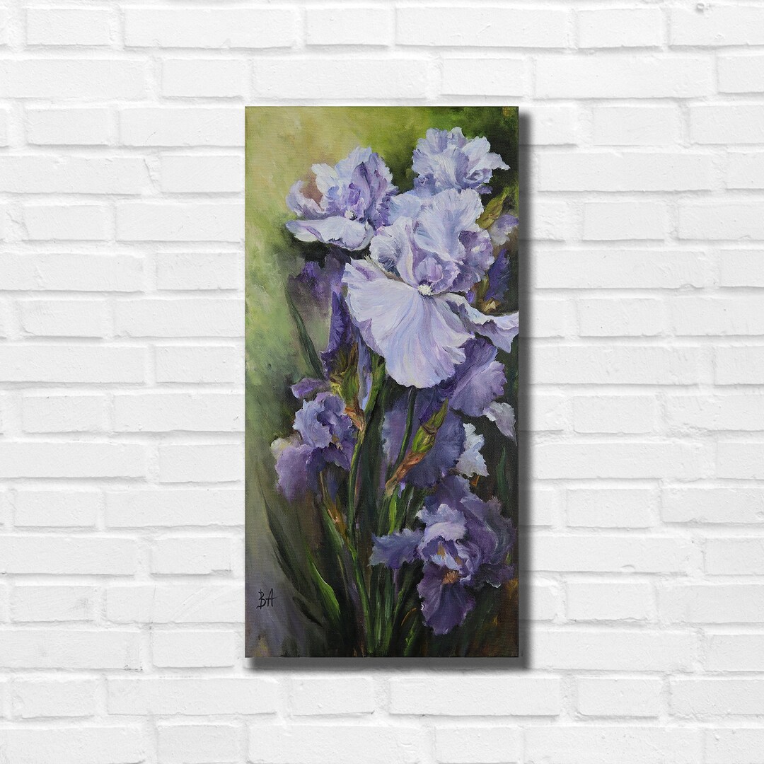Original Iris Oil Painting on Canvas: Floral Still Life Art - Etsy