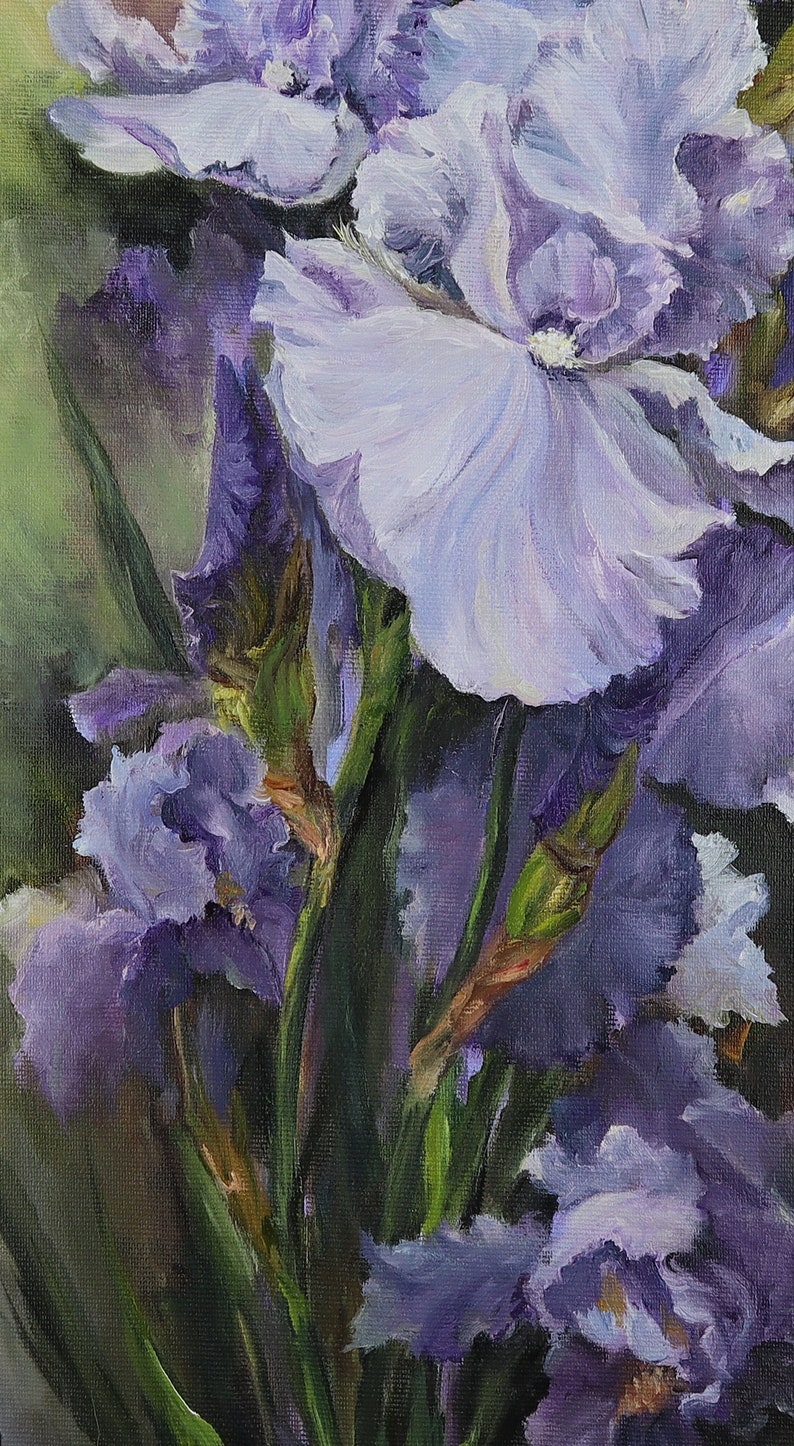 Flower Oil Painting on Canvas, Irises Painting, Irise Art, Victorian ...