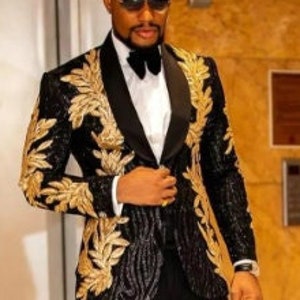 Mens black 2025 glitter blazer