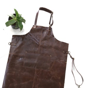 Distressed Leather apron - Brown Full Grain Leather - metalwork, woodwork, blacksmith, hobbyist... christmas gift for men/women