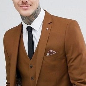 Man brown 3 piece suit-bespoke suit-wedding suit for groom & groomsmen-prom, dinner, summer, party wear suit-men's brown suits