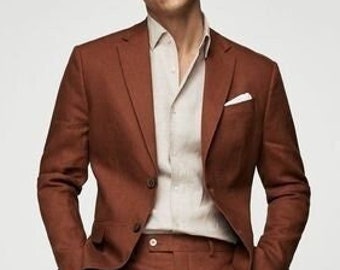 Bespoke suit-man rust brown 2 piece suit-prom, dinner, party wear suit-wedding suit for groom & groomsmen-men's brown suits