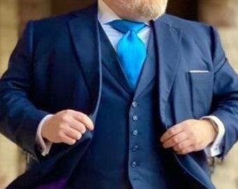 Traje de hombre XXL con estilo, traje de novia azul de 3 piezas para novios y padrinos de boda, regalo de Navidad para hombre Traje de hombre talla grande personalizado