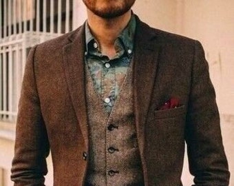 Man suit-man brown suit-wedding suit-dinner suit-party wear suit-tweed suit-groomsmen suit-groom suit-customized suit-winter outwear