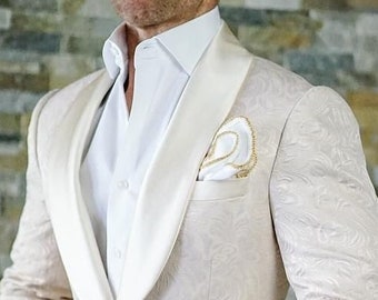 Man Paisley Two-Piece Suit, Bespoke Wedding Suit for Groom & Groomsmen, Designer Party Wear Gift for Him