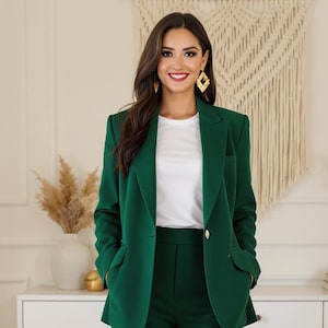 Emerald Green Two Piece Women Suit, Elegant Women Suit Set, Classic Business Suit,  Formal Office Wear