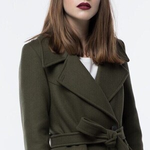 Olive wool coat top