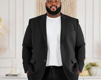 Latest Plus size Black men&#39;s tuxedo suits for wedding, Big & Tall Formal Suit Set, Groomsmen or Groom Attire, Sizes 2XL-6XL