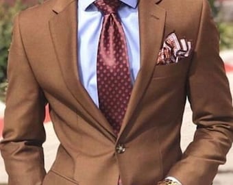 Bespoke suit-man brown 2 piece suit-prom, dinner, party wear suit-men's brown suits-wedding suit for groom & groomsmen