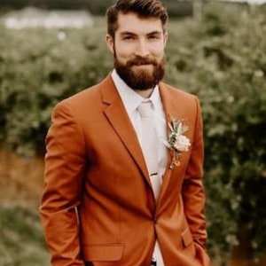 Man rust orange 2 piece suit-prom, dinner, summer, party wear suit-wedding suit for groom & groomsmen-bespoke suit-men's rust suits