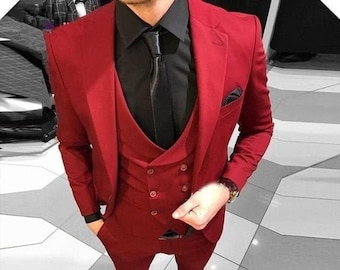 Suit for Men RED Men Suits Luxury Red Wedding Suits Wedding Groom 3 Piece Suits One Button Body Fit Suits Etsy