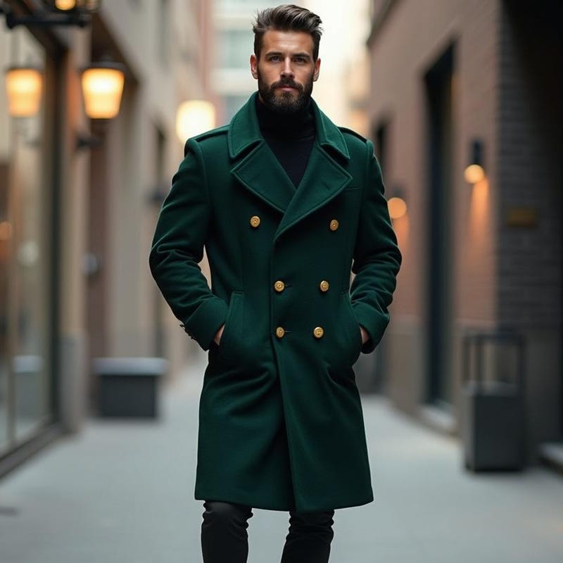 Men's long trench coat woolen coat main image 0