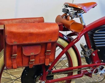 Leather Bike Bag - Leather Bicycle Bag Pair, Cycling Saddle Bags for Motorcycles & Bikes, Perfect Christmas Gift for Cyclists