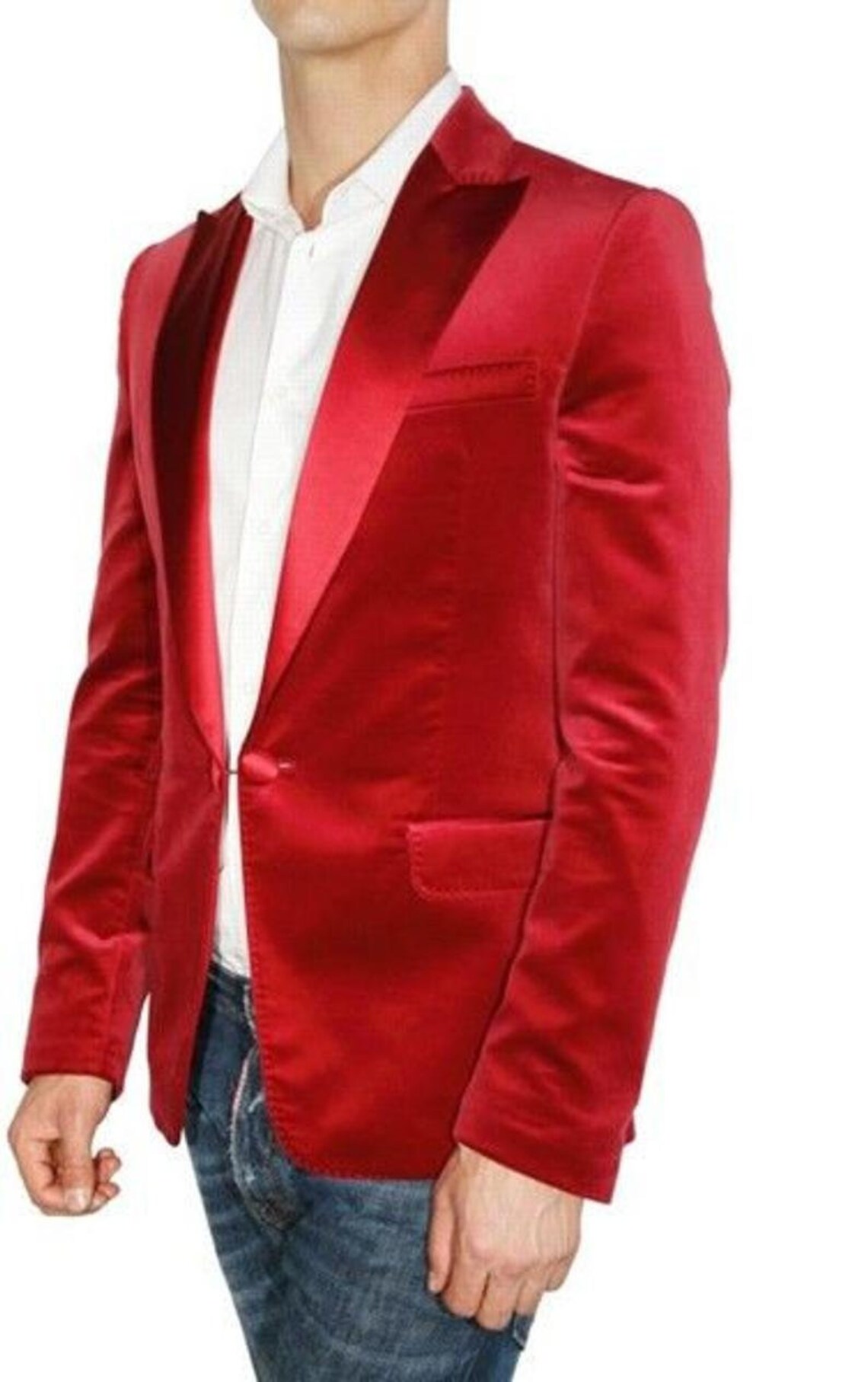 Men Red Velvet Jacket Hosting Dinner Coat Single Breasted Etsy