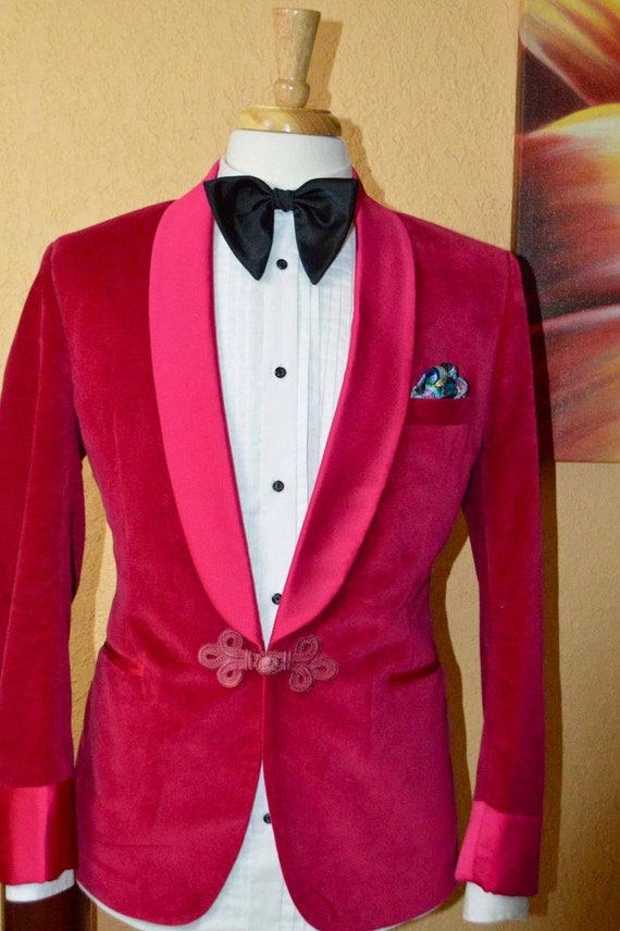 Men Pink Velvet Tuxedo Jacket For grooms wedding Dinner Party Etsy