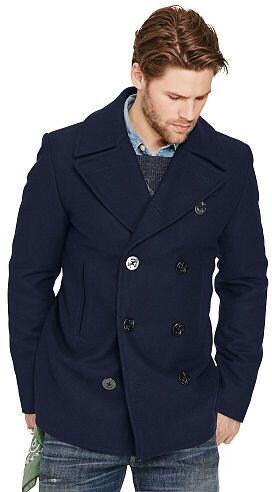 Man Navy Blue Pea Coat Vintage Style Coat Men New Jacket - Etsy Sweden