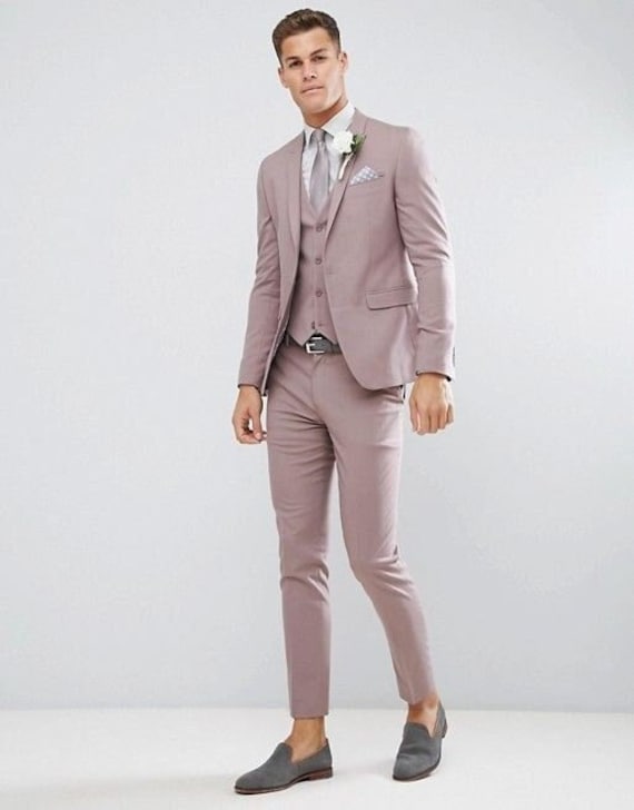 Men Mink Suit Beach Wedding Suit Groom 