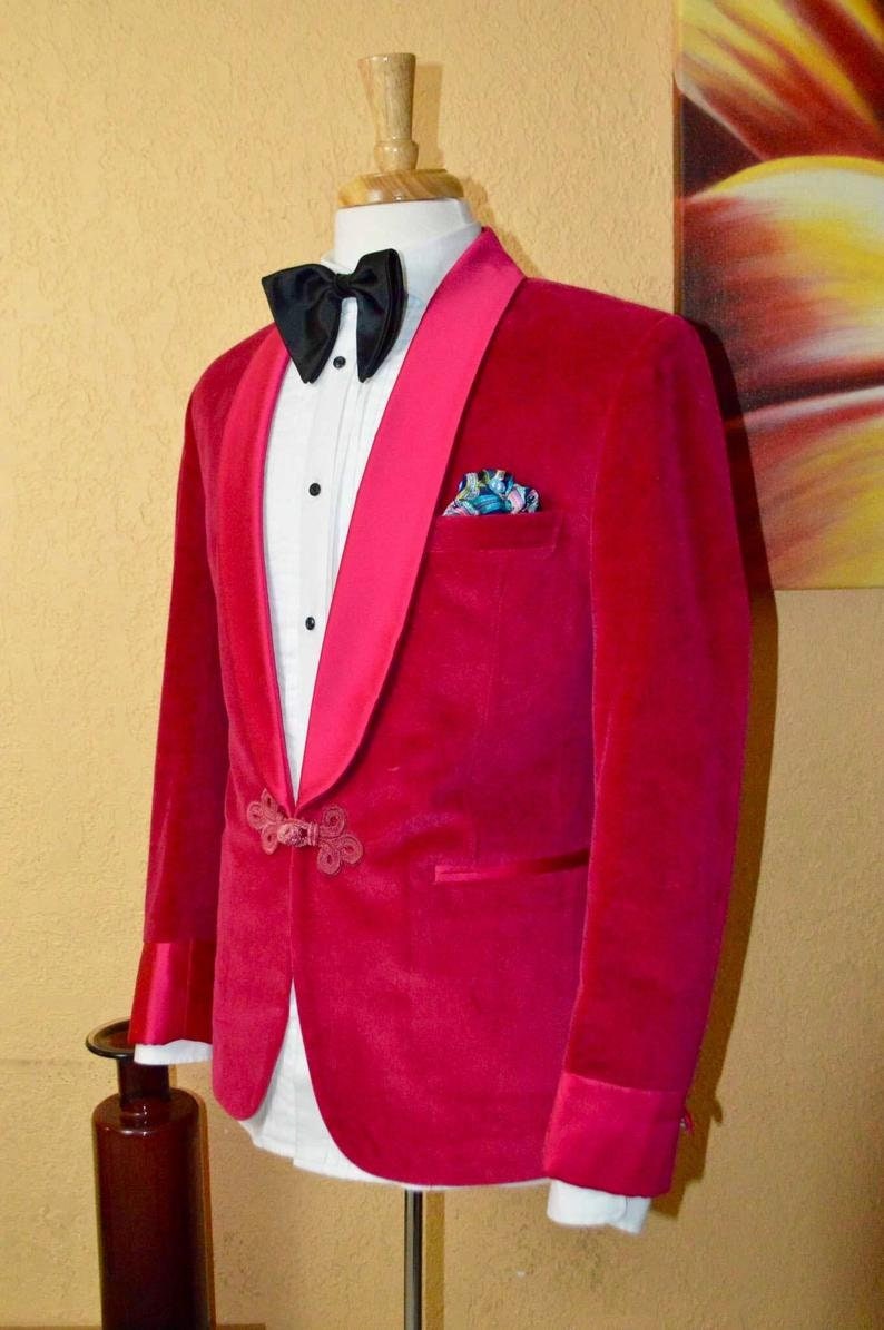 Men Pink Velvet Tuxedo Jacket For grooms wedding Dinner Party Etsy