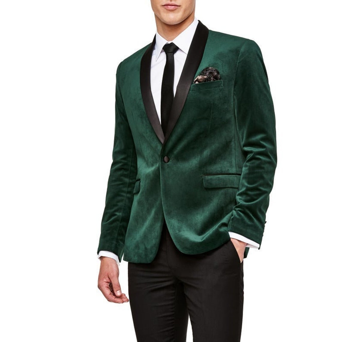 Made to order Mens Green Blazer Slim Fit Velvet Formal Smart Etsy