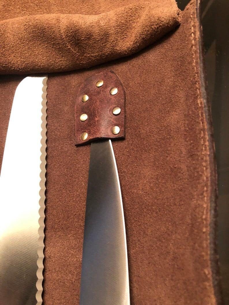 Leather Knife Roll Chefs Roll by Retro Folks for Chef's Etsy