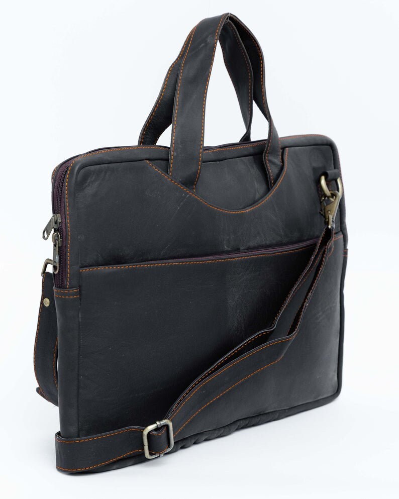 16 Inches GENUINE LEATHER Messenger BAG Slim Laptop Notebook Etsy