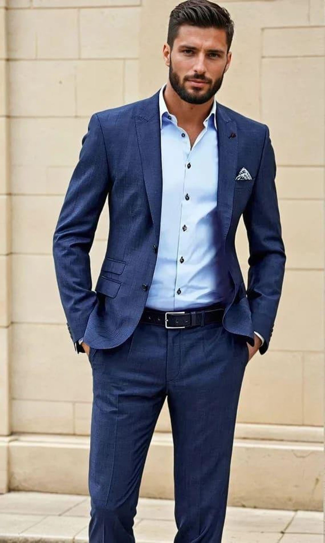 Men's Black patterned 2-button Suit 2 Piece Suits - Two piece Business suits Suit
