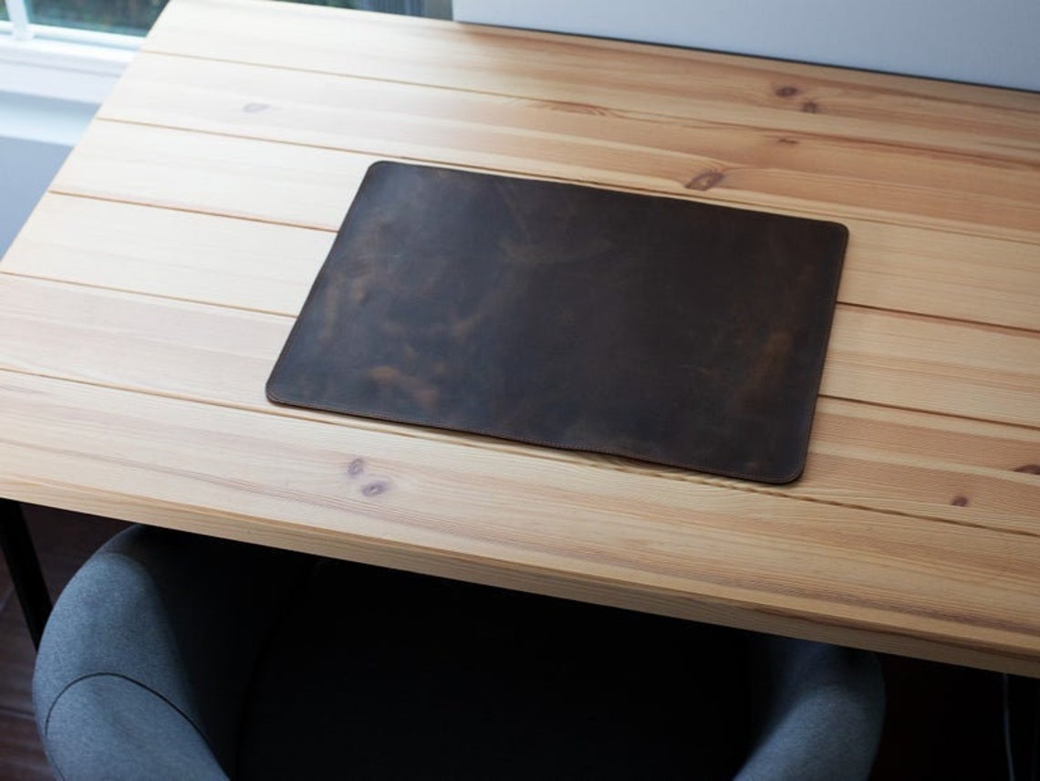 Chromed Leather Desk Pad / Leather Table Cover / Custom Table Etsy