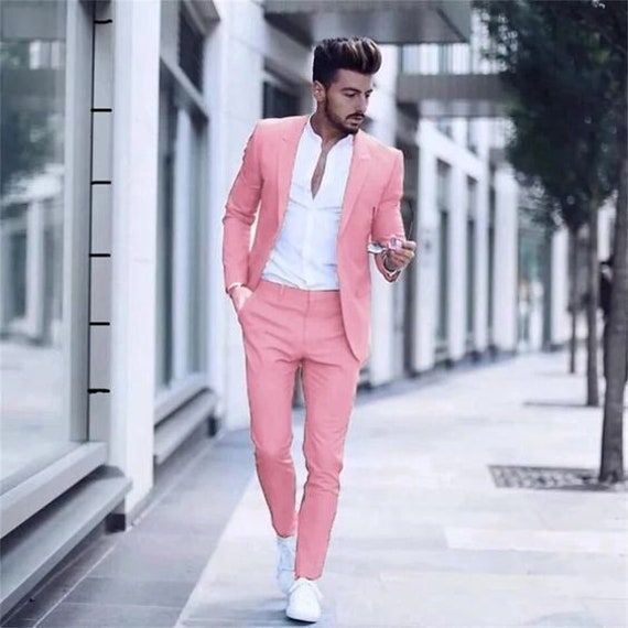 AMOMENT Men's Casual Business Wedding Long Sleeve Buttons Slim Fit Suit  Coat Jacket, Pink, XXXL - Walmart.com
