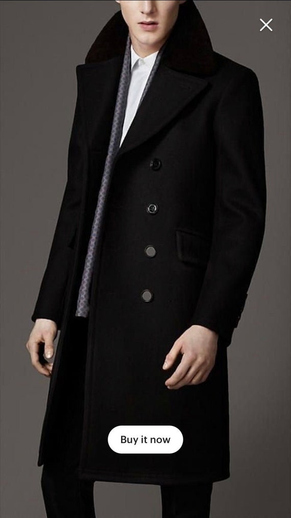 Black Overcoat-trench Style Coat-long Coat-woolen - Etsy